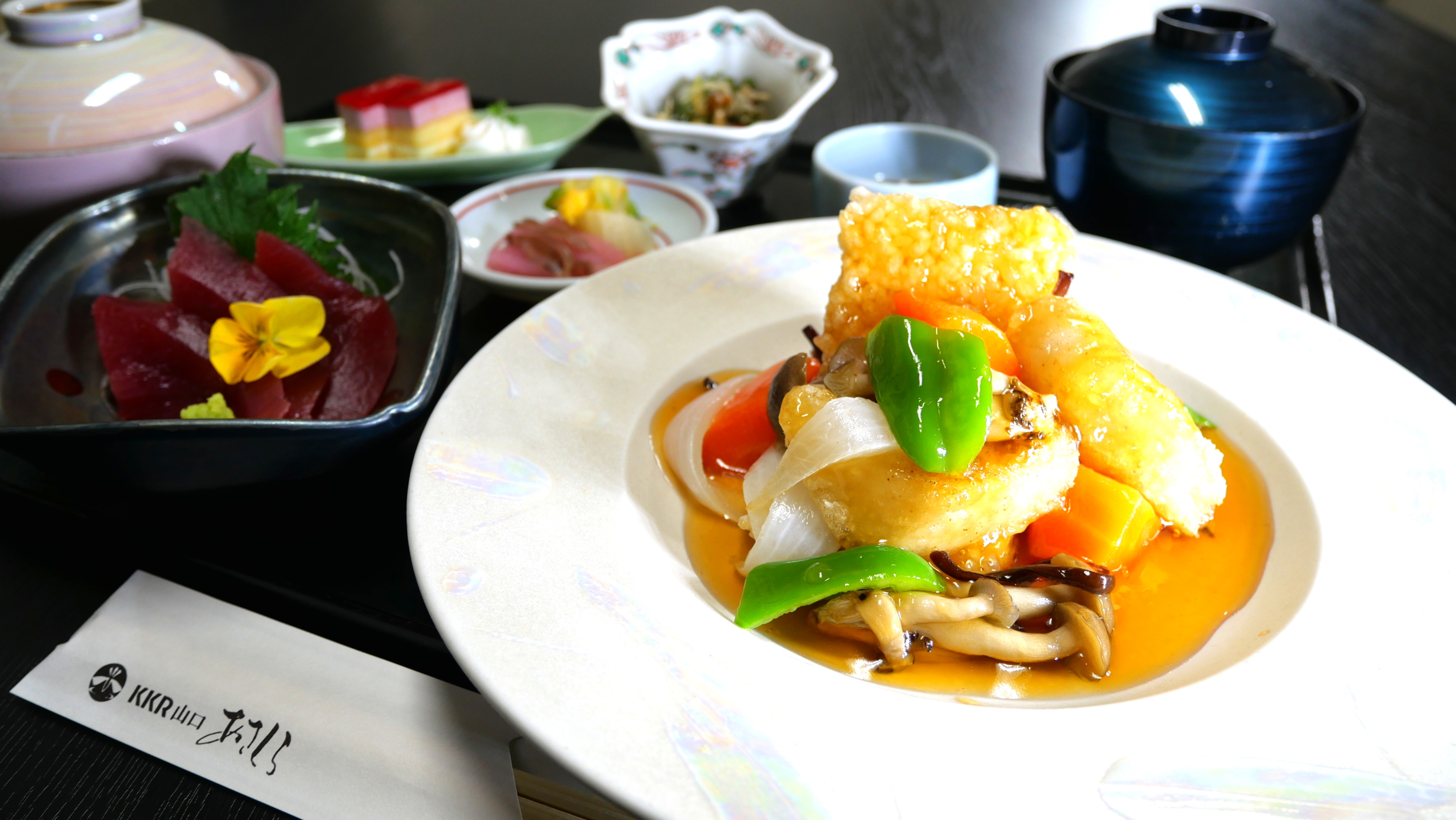 6月月替味覚（カレイとおこげの特製黒酢餡かけ.JPG